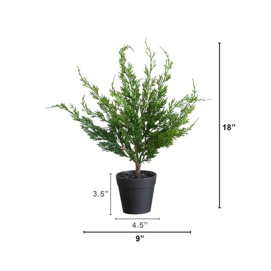 Nearly Natural 18" Unlit Green Artificial Real Touch Winter Mini Cypress Trees, 2ct.